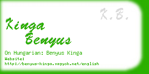 kinga benyus business card